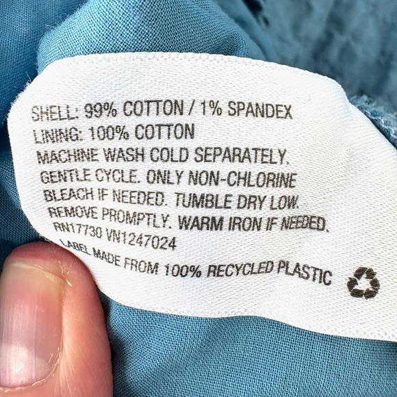 Sandy Liang Oversized Mini Shirt Dress XS Blue Crinkle Coquette Cottagecore Puff - Picture 10 of 10